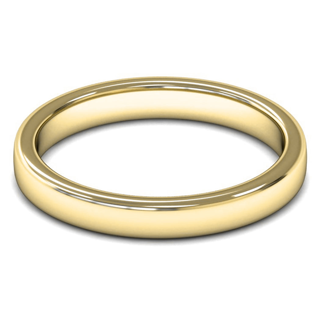 14ct Yellow Gold 3mm Medium Weight Cushion Court Wedding Ring