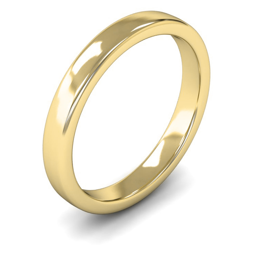 14ct Yellow Fairtrade Gold 3mm Medium Weight Cushion Court Wedding Ring