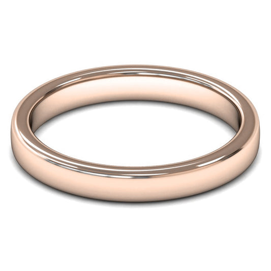 18ct Rose Gold 3mm Medium Weight Cushion Court Wedding Ring