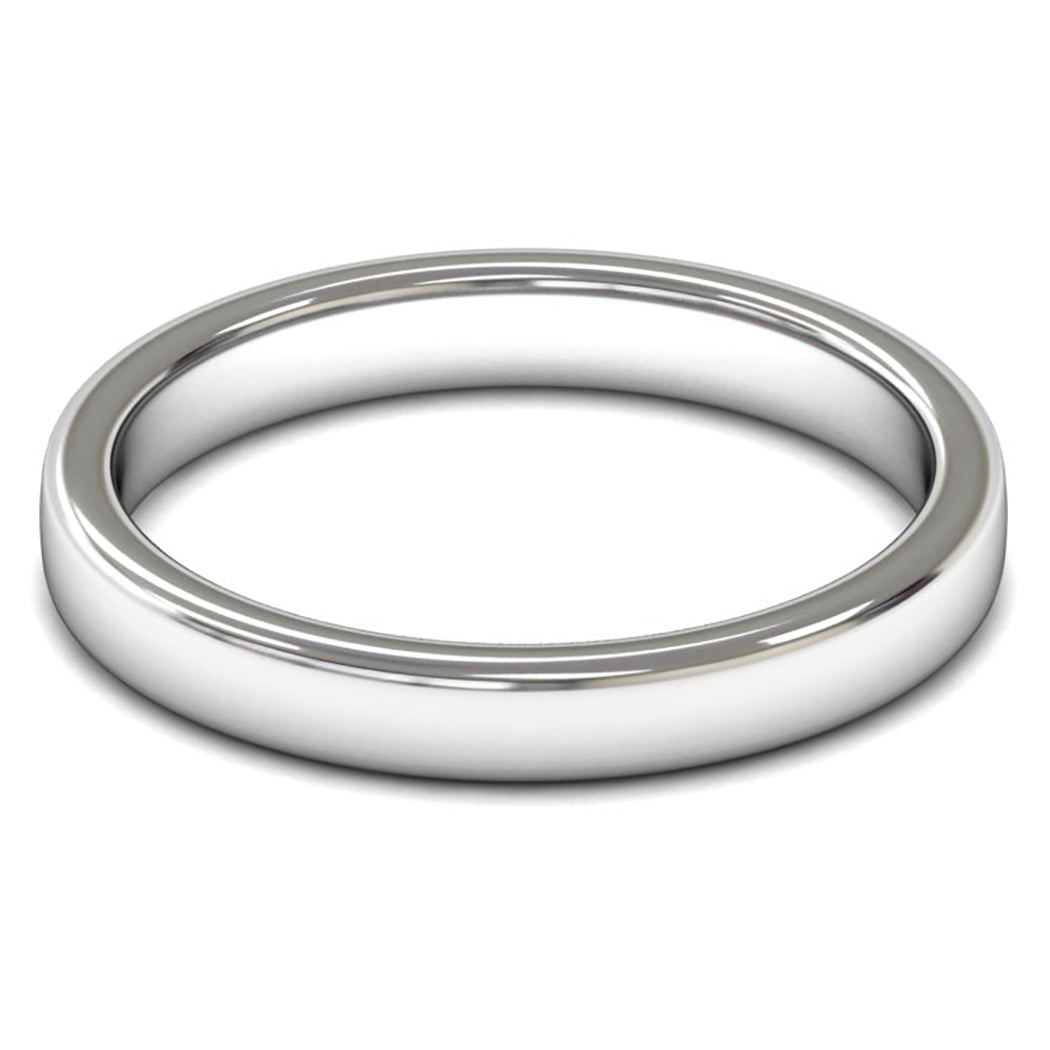 9ct White Fairtrade Gold 3mm Medium Weight Cushion Court Wedding Ring