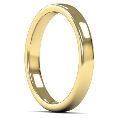 9ct Yellow Gold 3mm Medium Weight Cushion Court Wedding Ring