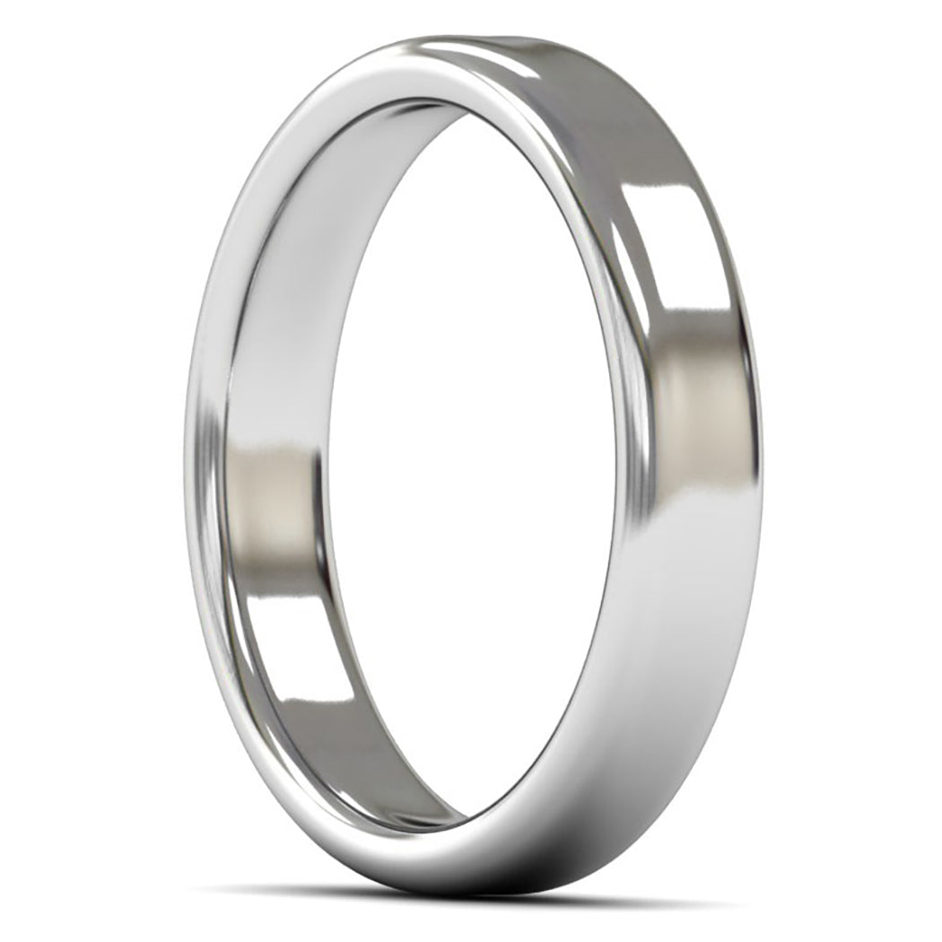 14ct White Fairtrade Gold 4mm Medium Weight Cushion Court Wedding Ring