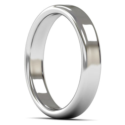 14ct White Fairtrade Gold 4mm Medium Weight Cushion Court Wedding Ring