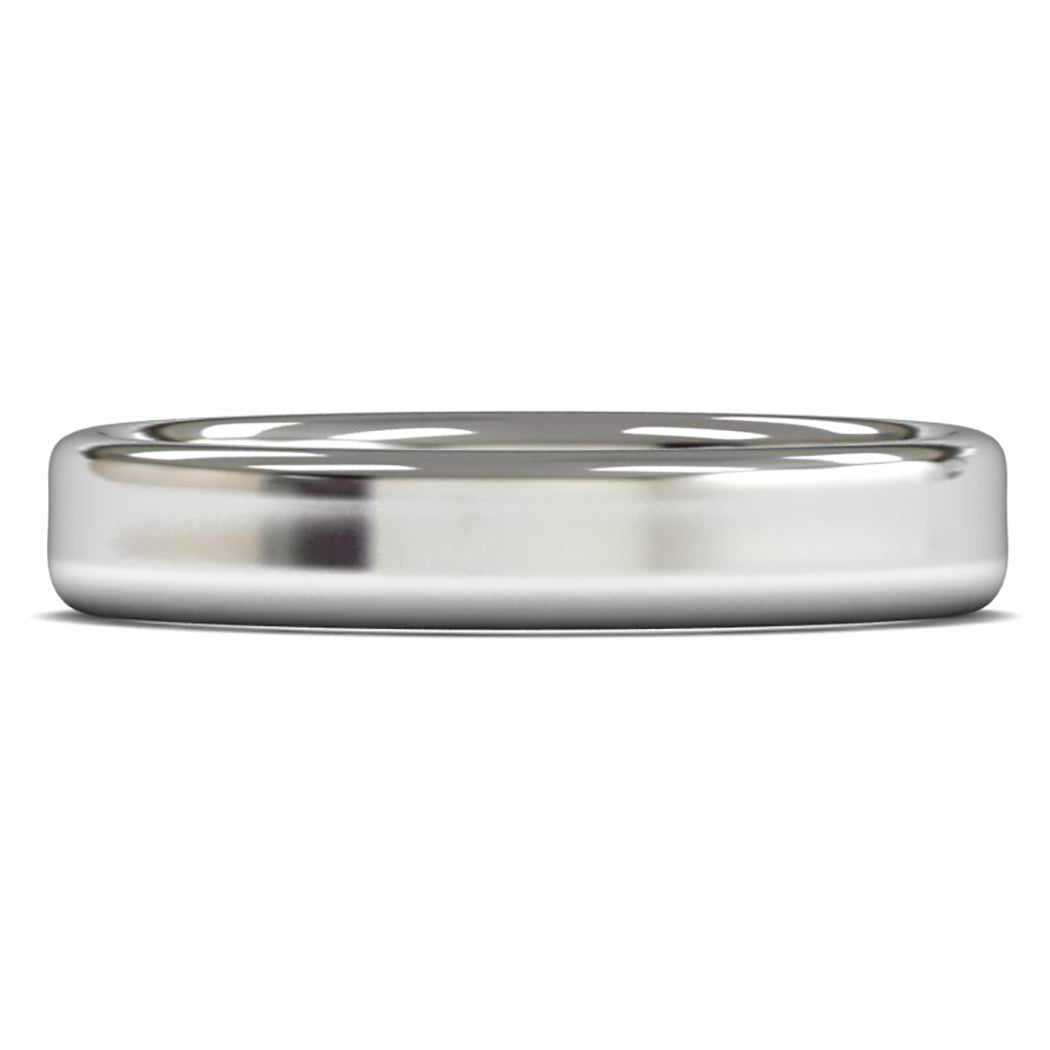 14ct White Gold 4mm Medium Weight Cushion Court Wedding Ring