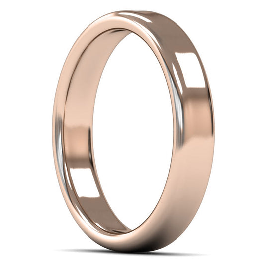 18ct Rose Fairtrade Gold 4mm Medium Weight Cushion Court Wedding Ring
