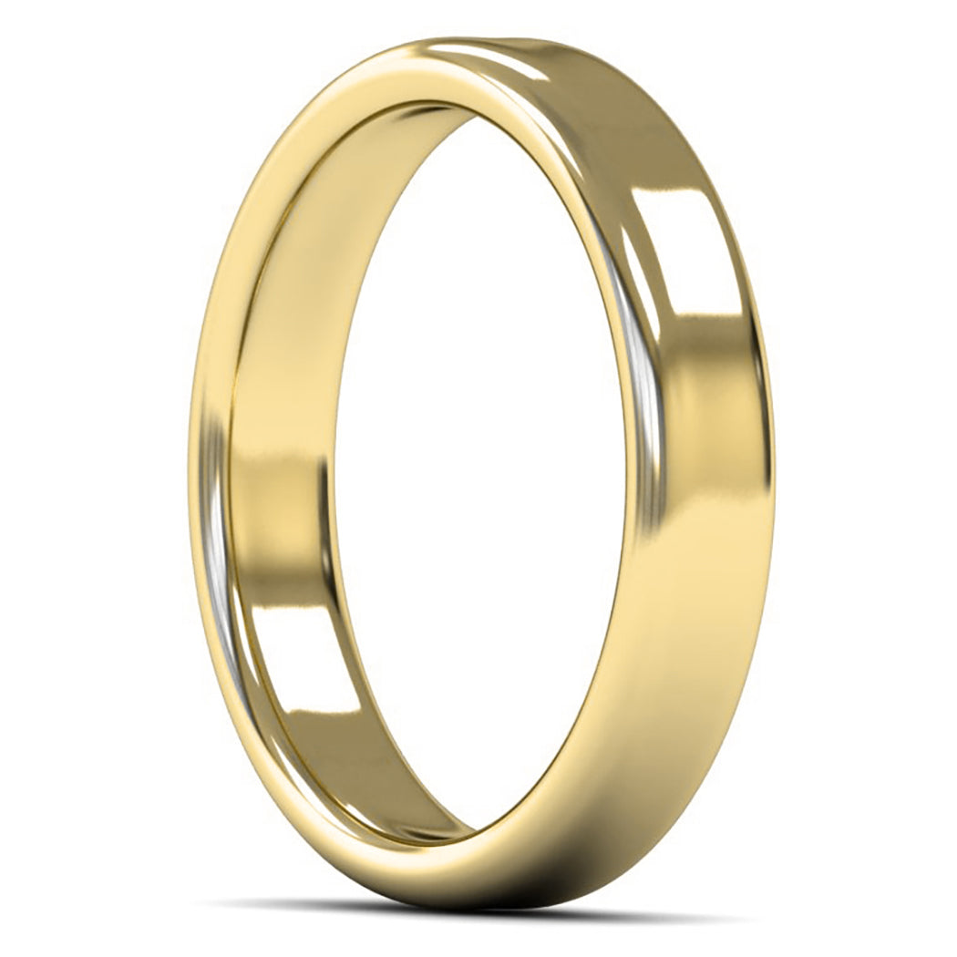 18ct Yellow Gold 4mm Medium Weight Cushion Court Wedding Ring