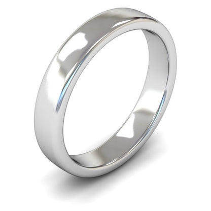 9ct White Fairtrade Gold 4mm Medium Weight Cushion Court Wedding Ring