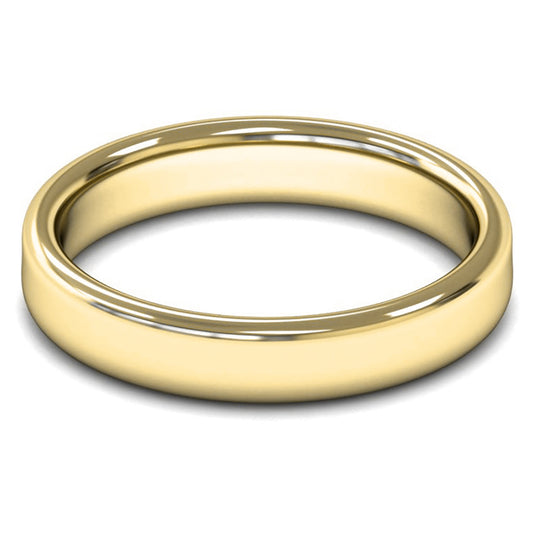 9ct Yellow Fairtrade Gold 4mm Medium Weight Cushion Court Wedding Ring
