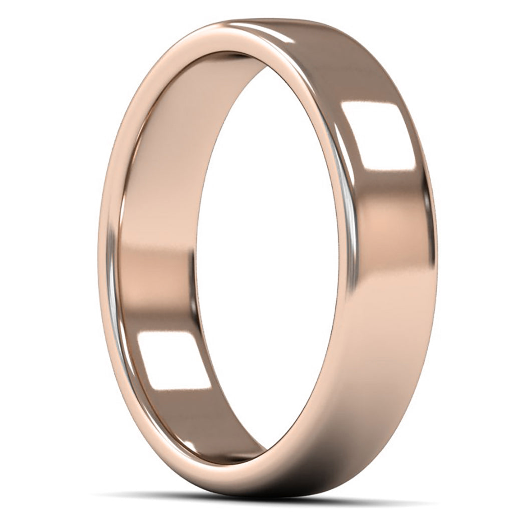 14ct Rose Fairtrade Gold 5mm Medium Weight Cushion Court Wedding Ring