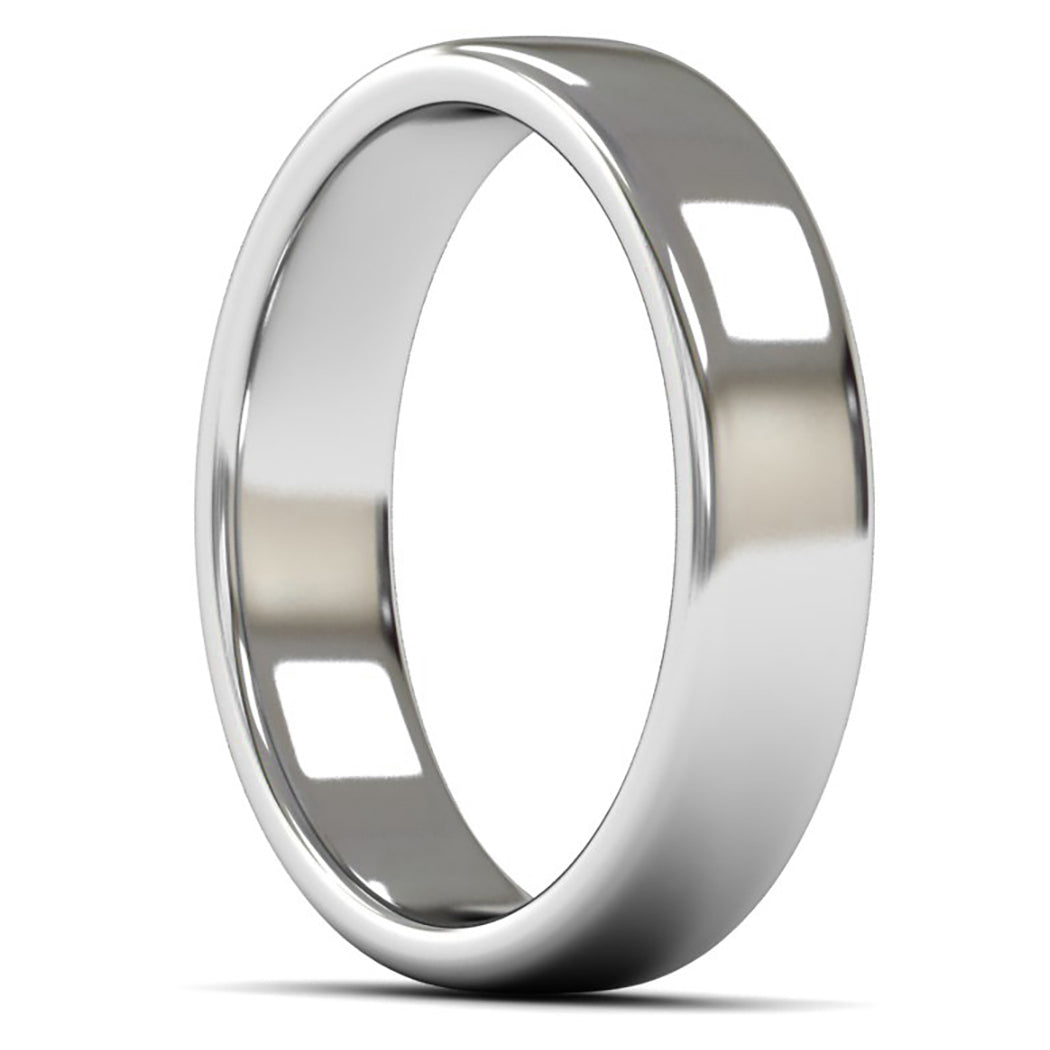 18ct White Fairtrade Gold 5mm Medium Weight Cushion Court Wedding Ring