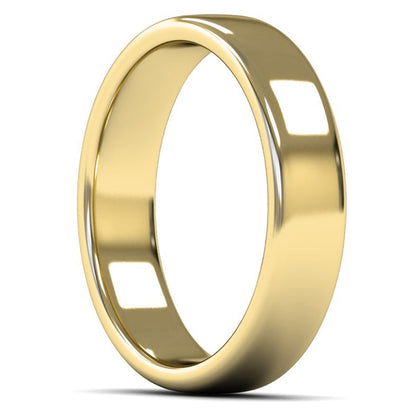 18ct Yellow Fairtrade Gold 5mm Medium Weight Cushion Court Wedding Ring