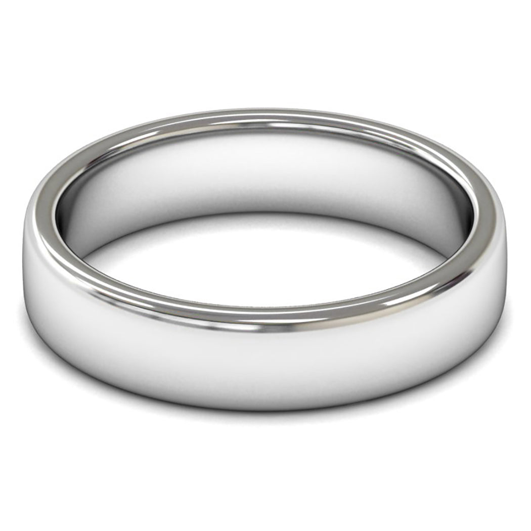 9ct White Fairtrade Gold 5mm Medium Weight Cushion Court Wedding Ring
