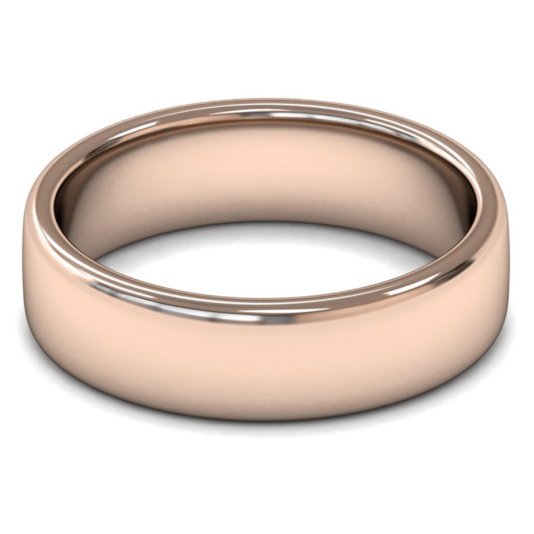 14ct Rose Gold 6mm Medium Weight Cushion Court Wedding Ring