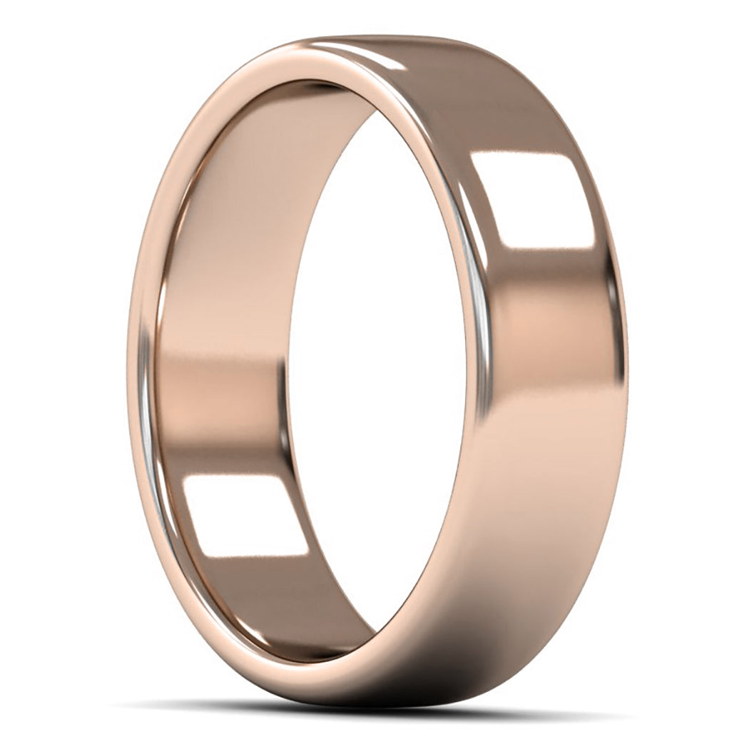 14ct Rose Fairtrade Gold 6mm Medium Weight Cushion Court Wedding Ring