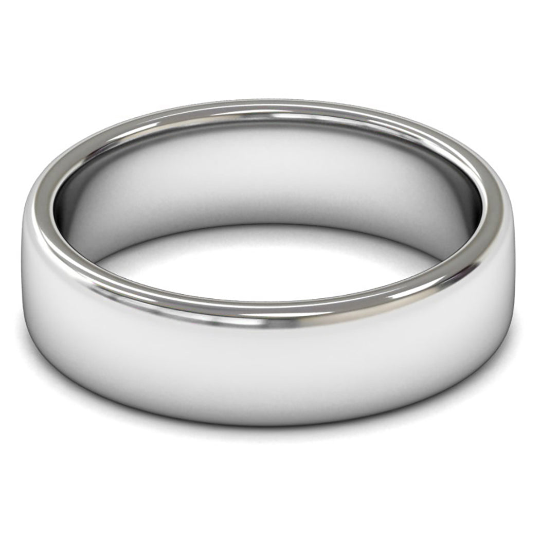 14ct White Fairtrade Gold 6mm Medium Weight Cushion Court Wedding Ring
