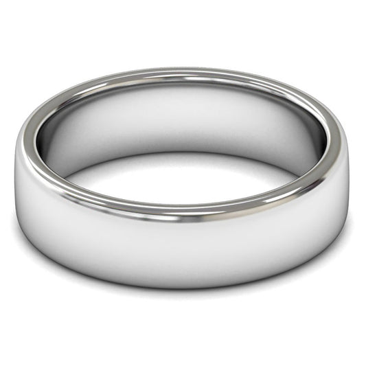 14ct White Fairtrade Gold 6mm Medium Weight Cushion Court Wedding Ring