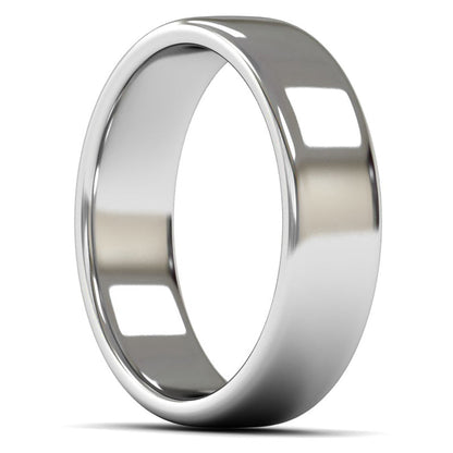 14ct White Fairtrade Gold 6mm Medium Weight Cushion Court Wedding Ring