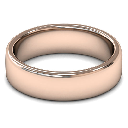 18ct Rose Gold 6mm Medium Weight Cushion Court Wedding Ring