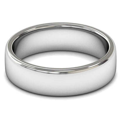 9ct White Fairtrade Gold 6mm Medium Weight Cushion Court Wedding Ring