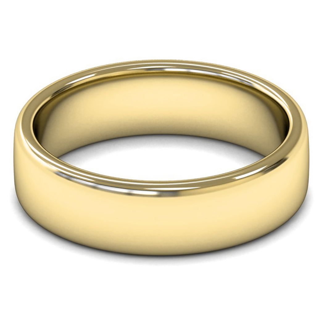 9ct Yellow Fairtrade Gold 6mm Medium Weight Cushion Court Wedding Ring