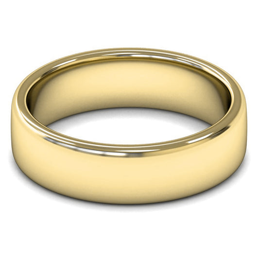 9ct Yellow Fairtrade Gold 6mm Medium Weight Cushion Court Wedding Ring