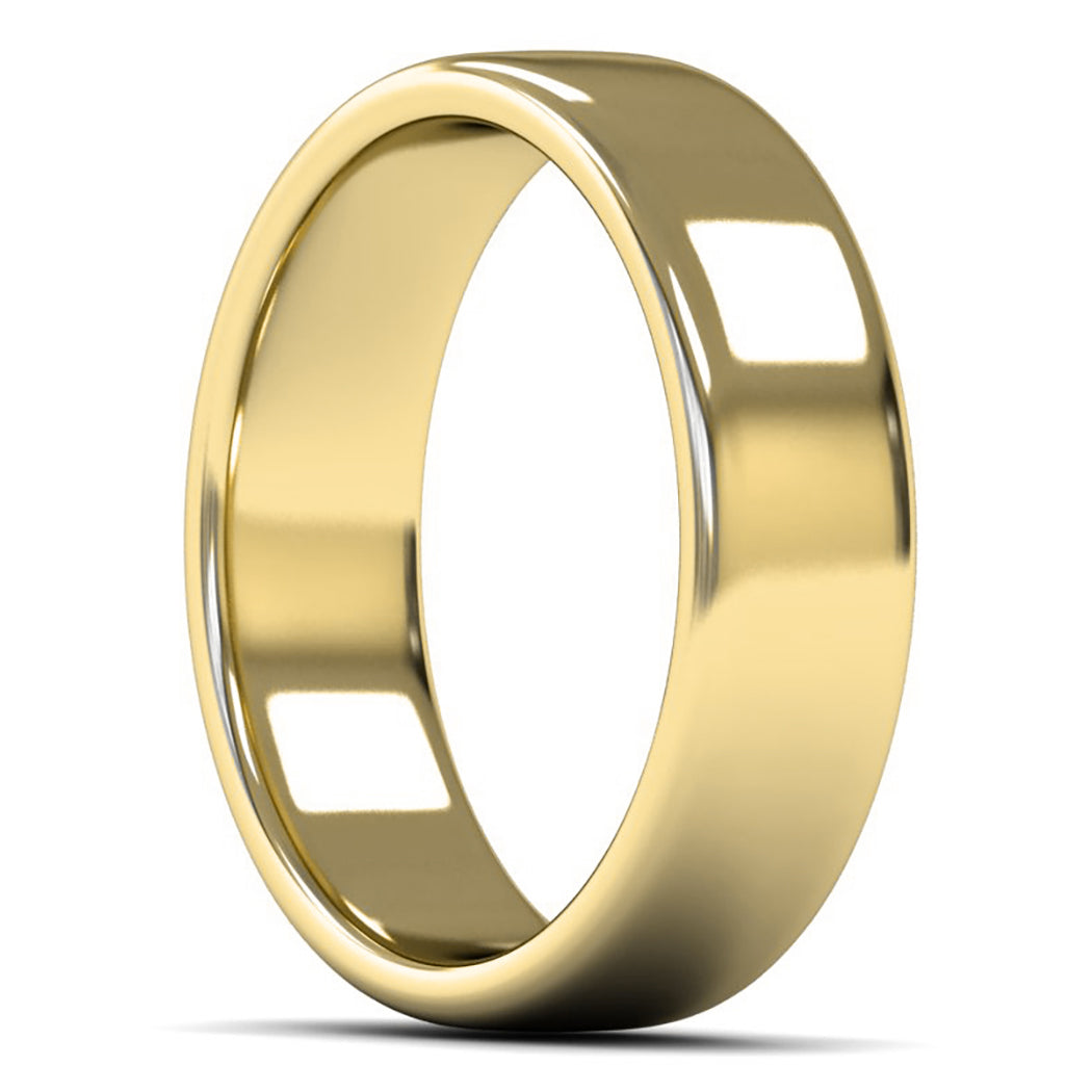 9ct Yellow Fairtrade Gold 6mm Medium Weight Cushion Court Wedding Ring