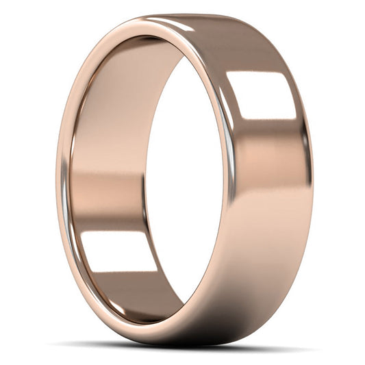 14ct Rose Fairtrade Gold 7mm Medium Weight Cushion Court Wedding Ring
