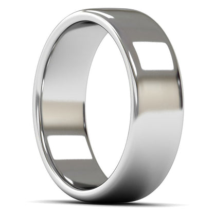 14ct White Fairtrade Gold 7mm Medium Weight Cushion Court Wedding Ring