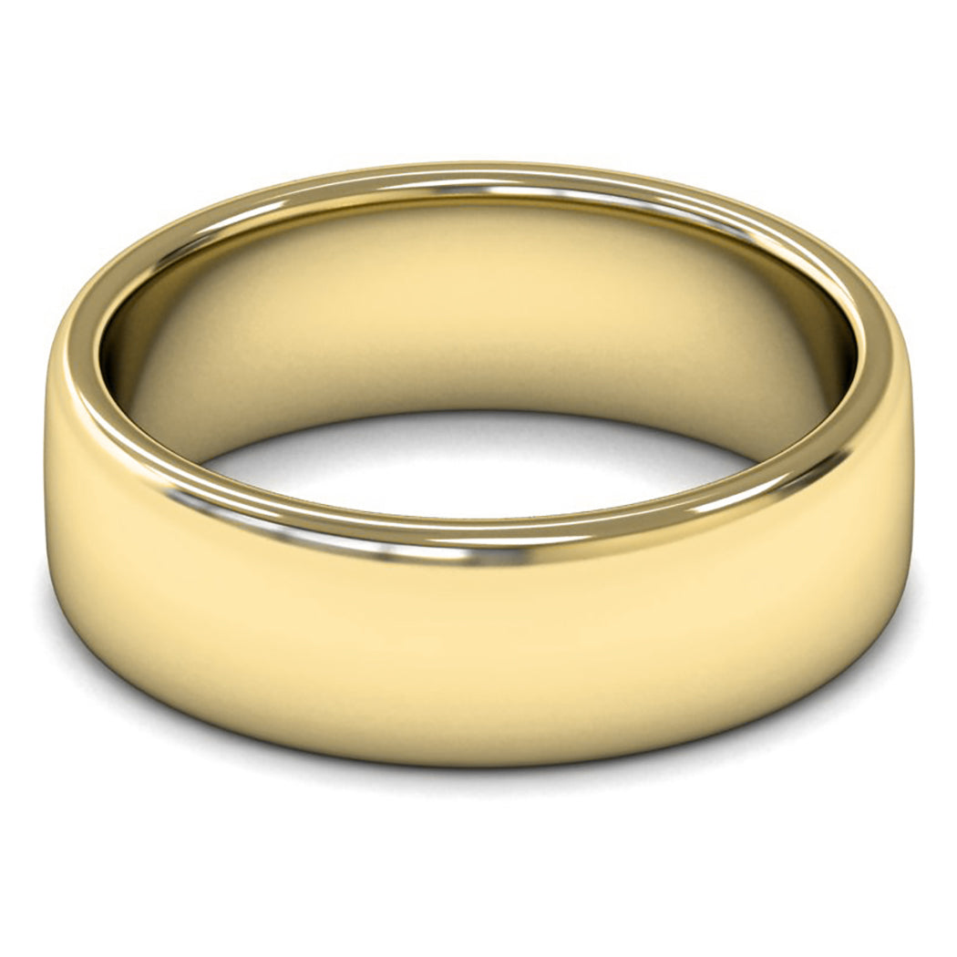 14ct Yellow Fairtrade Gold 7mm Medium Weight Cushion Court Wedding Ring