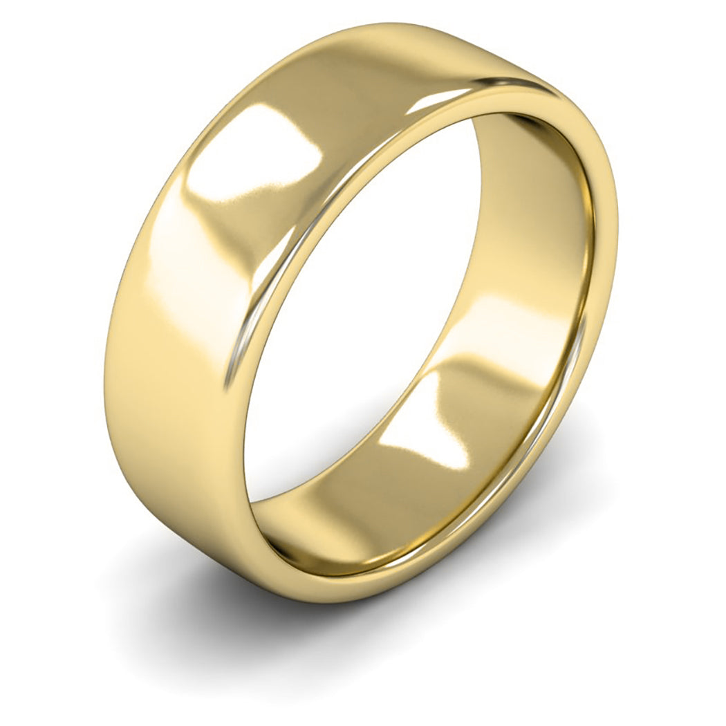 14ct Yellow Fairtrade Gold 7mm Medium Weight Cushion Court Wedding Ring