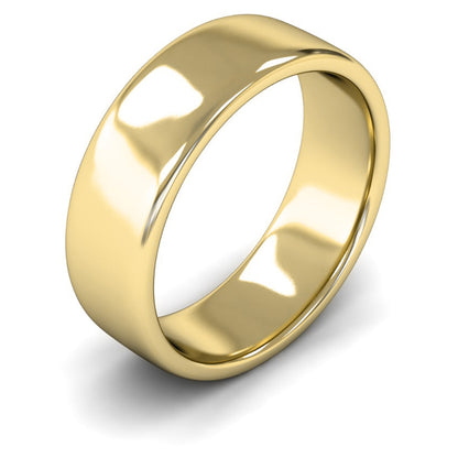 14ct Yellow Fairtrade Gold 7mm Medium Weight Cushion Court Wedding Ring