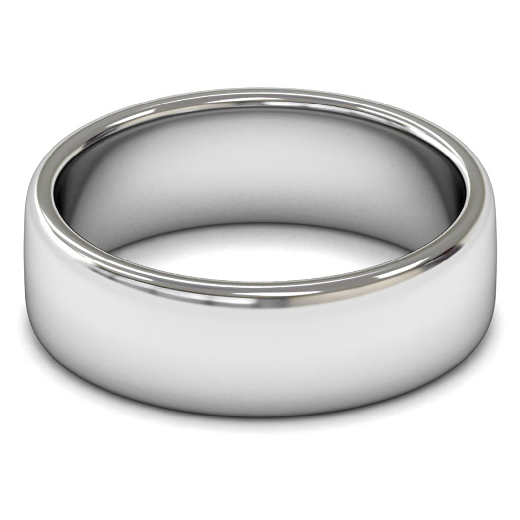 18ct White Fairtrade Gold 7mm Medium Weight Cushion Court Wedding Ring