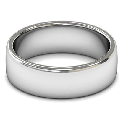 18ct White Fairtrade Gold 7mm Medium Weight Cushion Court Wedding Ring
