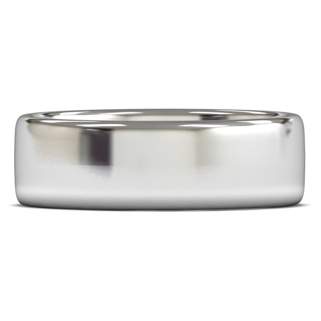 18ct White Fairtrade Gold 7mm Medium Weight Cushion Court Wedding Ring