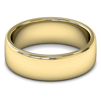18ct Yellow Fairtrade Gold 7mm Medium Weight Cushion Court Wedding Ring