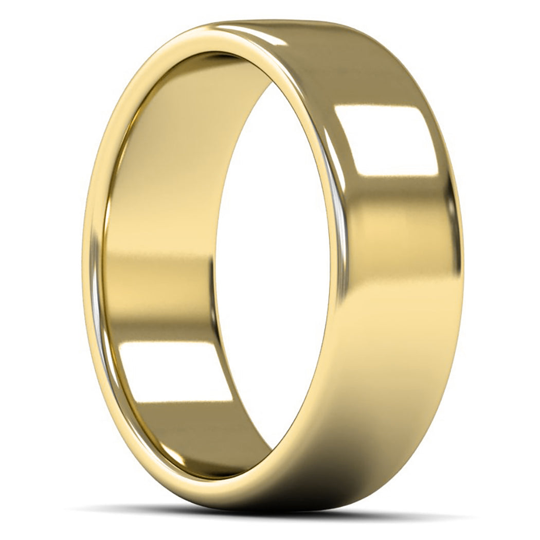 18ct Yellow Fairtrade Gold 7mm Medium Weight Cushion Court Wedding Ring