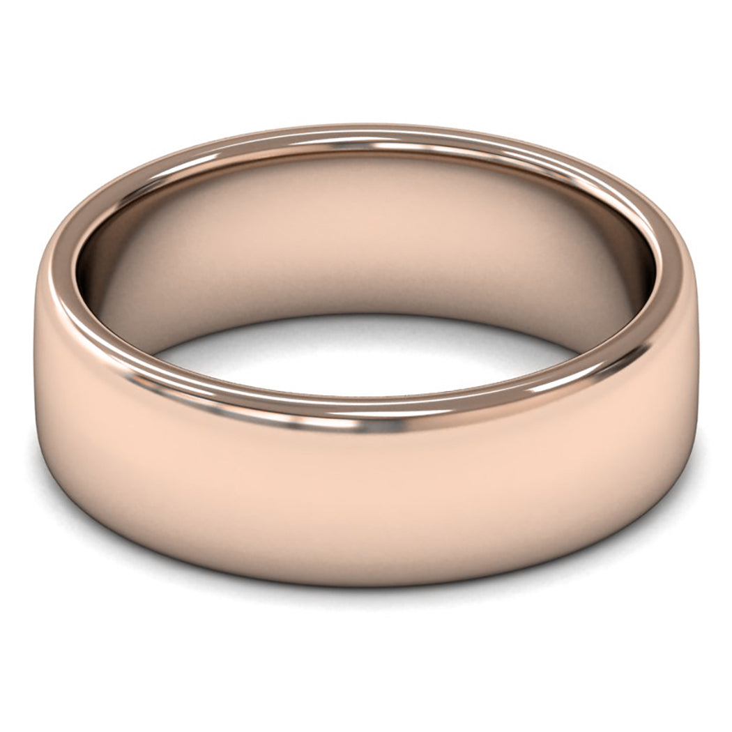 9ct Rose Gold 7mm Medium Weight Cushion Court Wedding Ring