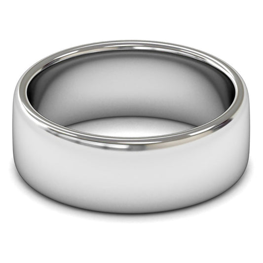 14ct White Fairtrade Gold 8mm Medium Weight Cushion Court Wedding Ring