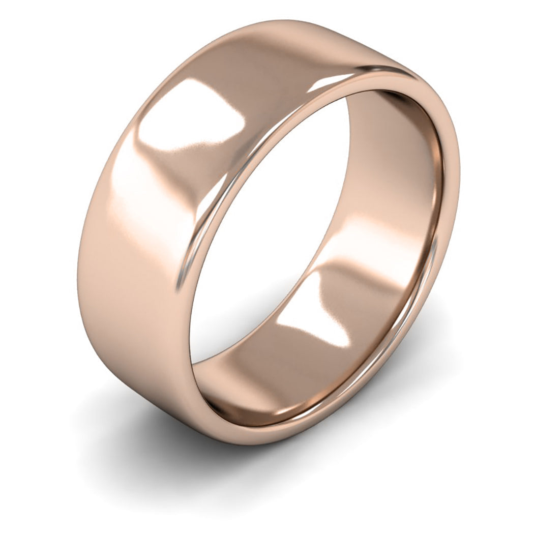 18ct Rose Fairtrade Gold 8mm Medium Weight Cushion Court Wedding Ring