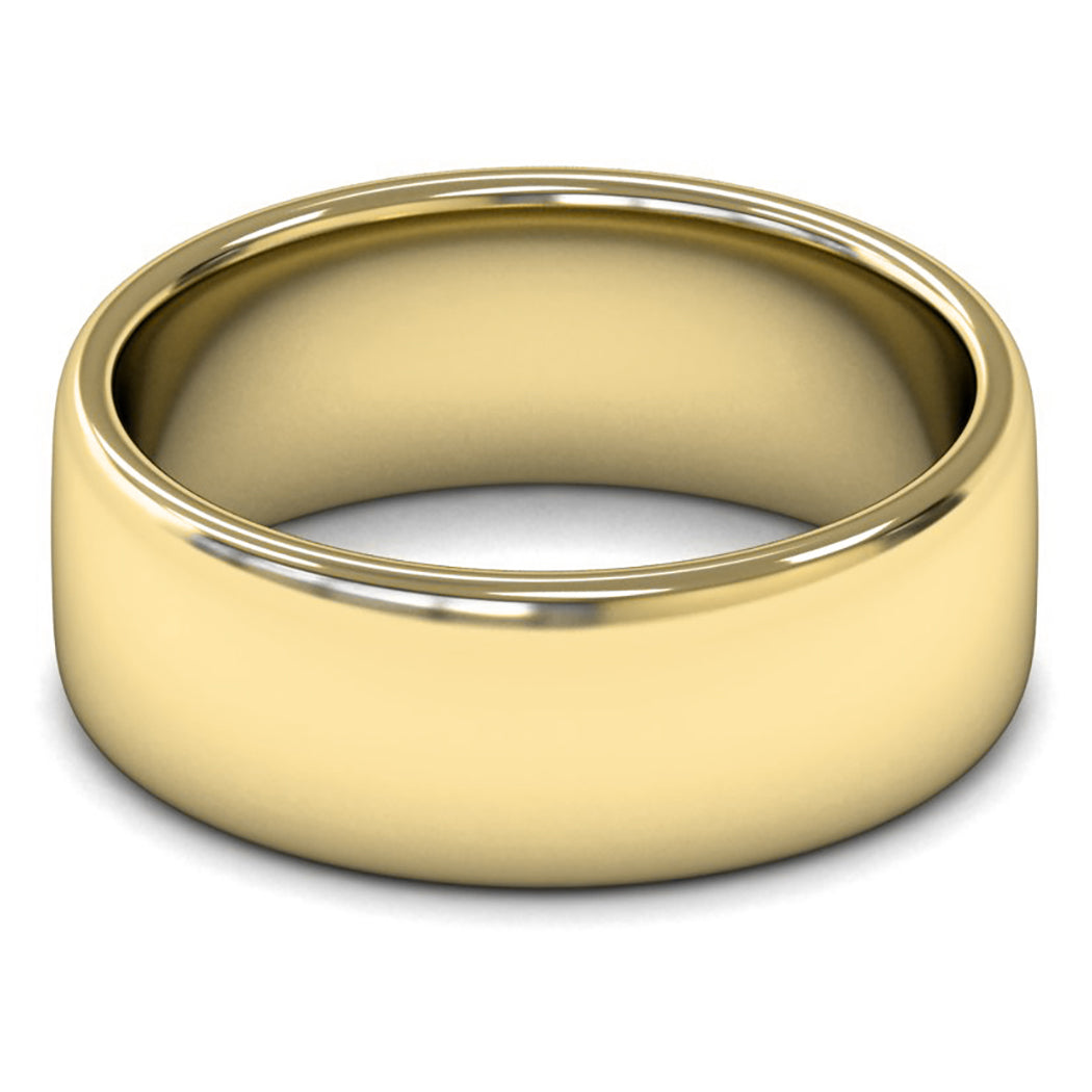 18ct Yellow Fairtrade Gold 8mm Medium Weight Cushion Court Wedding Ring