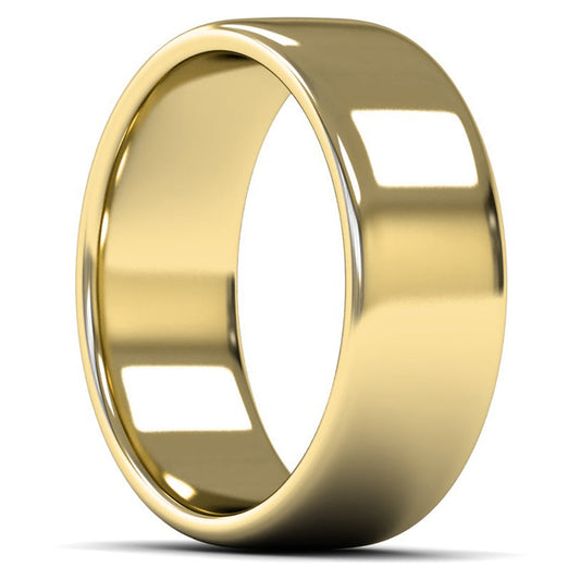 18ct Yellow Fairtrade Gold 8mm Medium Weight Cushion Court Wedding Ring