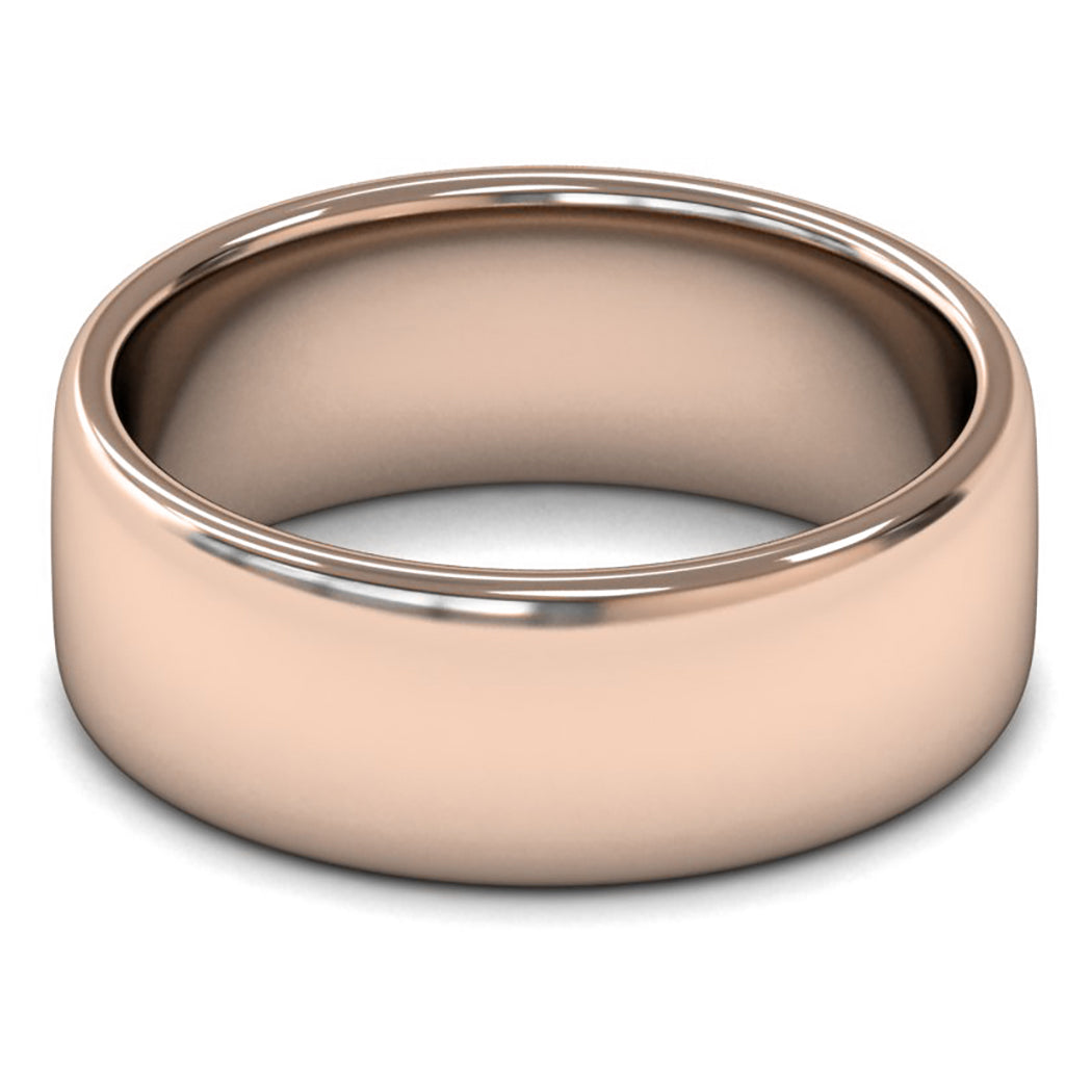 9ct Rose Fairtrade Gold 8mm Medium Weight Cushion Court Wedding Ring