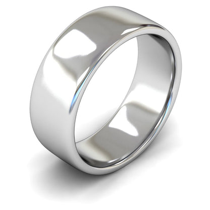 9ct White Gold 8mm Medium Weight Cushion Court Wedding Ring